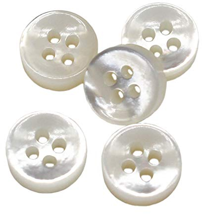 YaHoGa 20 Stück 10 mm Perlmuttknöpfe weiße Perlmutt Knöpfe für Hemden 4 mm dicke weiß Mop hemd Knöpfe (weiße)