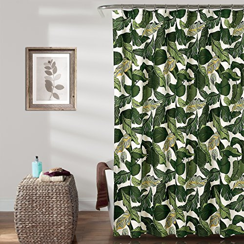 Lush Decor, Rideau de Douche en Tissu imprimé Feuille forêt Tropicale île Verte 183 x 183 cm