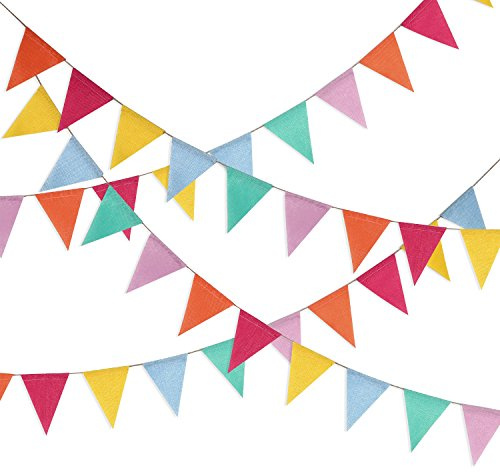 HESTYA 42 Pieces Colorful Pennant Banner Flag Multicolor Bunting String Triangle Banner Pennants for Birthdays Classroom School Carnival Garland Outdoor Events Party Hanging Decorations(Pastel)