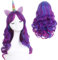 STfantasy Unicorno Parrucca Donna Lunghi ricci ombre blu viola due tonalità sintetici capelli Quotidiano Carnevale Halloween Anime Cosplay Party
