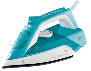 Beko SIM 3122 T Fer à repasser, 2200 W, 110 g/min, vapeur continue 35 g/min, semelle en céramique, anti-calcaire, arrêt automatique, turquoise