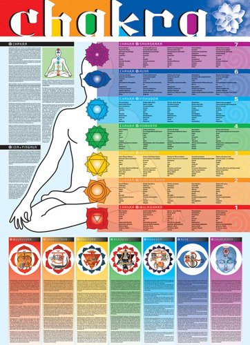 Joga Yoga - Chakra Poster auf schwerem Bilderdruckpapier im Format 68x98 cm - englische Edition 2019