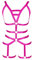 Damen Harness Strappy Ganzer Körper ärmelloser BH Rock Strumpfband Set Körper Geschirr Punk Gothic Brust Gürtel Tanzen Halloween-Fest (Rosenrot)