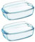 Pyrex Essentials Glass Rectangular Casserole Dish with Lid 6.5L Transparent (Pack of 2)