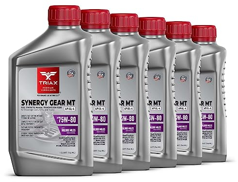 TRIAX Gear MT 75W-80 GL-4, Vollsynthetisches Hochleistungs-Getriebeöl fur Schaltgetriebe und Differenzial (6x1 Quart/0.946 l)