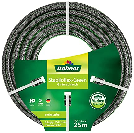 Dehner Gartenschlauch Stabiloflex, Ø 13 mm, Länge 25 m, 1/2 Zoll, Kunststoff, grün