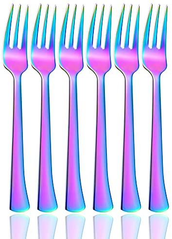 culterman Menügabel-Set, Regenbogen-Gabel-Set, 6-teilig, Edelstahl, bunt