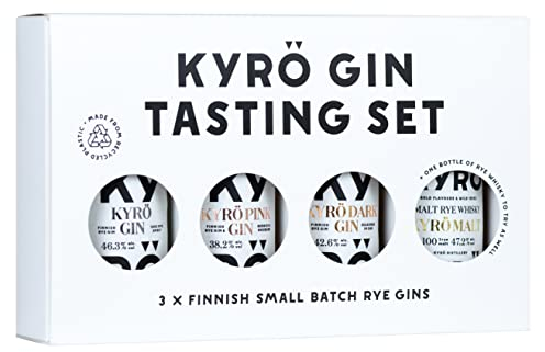 Kyrö | Tasting Set | 4 x 50 ml | Gin & Whisky aus 100% finnischem Roggen | Mit Aromen von frischen Botanicals
