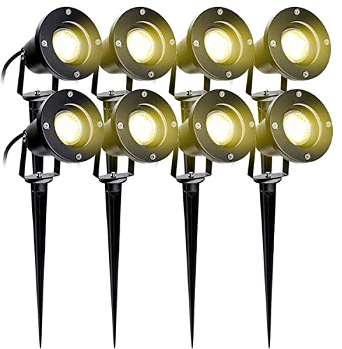 SWANEW 8PCS Foco Proyector Exterior, Foco LEDs con Pincho 3000K Blanco Cálido IP65 220V 4W Impermeable, LED Bombilla Exteriores para Jardín Aire Libre Césped Patio Decoración