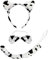 Set 3 piezas de disfraz de vaca de color blanco y negro, complemento para carnaval, halloween y celebraciones. Tamaño orejas: 15 x 21,5 x 2 cm