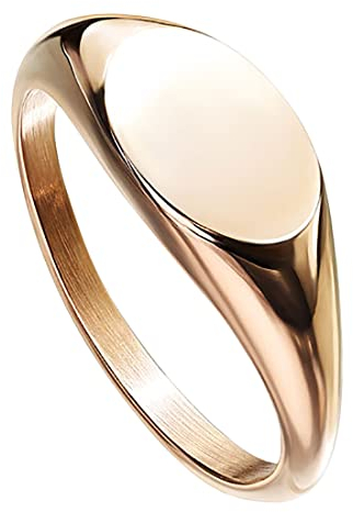 Taffstyle Damen Ring Verlobungsring Edelstahl Rosegold Siegelring oval modern zeitlos stylisch Damenring Trauring Ehering breit Größe 54 (17.2)