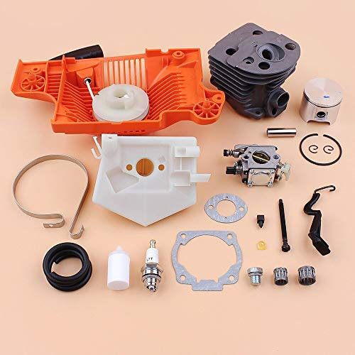 Luxuypon 46 mm Zylinderkolben Vergaser Rücklaufstarter Luftfilter Kit passend für Husqvarna 51 55 Benzin-Kettensäge Motorteile 503609172