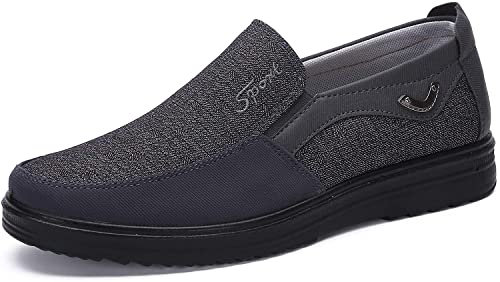 Zapatos sin Cordones Hombre Cuero Mocasines Casual Zapatillas Casa para Centavo Ponerse Conducción Formal Negocios Barco Cómodos Caminar（Gris,41 EU
