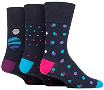 SockShop Gentle Grip Mens Colourburst Cotton Socks Pack of 3