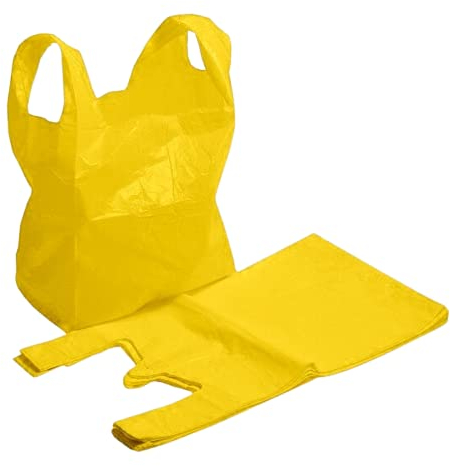 Efforias Lot de 75 grands sacs de transport en plastique robustes - Jaune - 28 x 43 x 53 cm