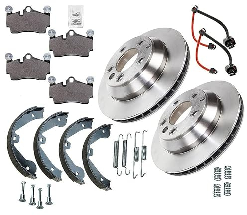 ATEC Germany Bremsenset Hinterachse inkl. Bremsscheiben Ø 330 mm Belüftet + Bremsbeläge Hinten + Bremsbacken Kompatibel mit A udi Q7 (4LB), PORSCHE CAYENNE (9PA), VW TOUAREG (7LA, 7L6, 7L7)