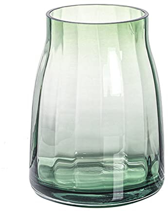 Jarrón de cristal transparente para decoración de flores para sala de estar, jarrón floral transparente para mesa de comedor, verde, grande