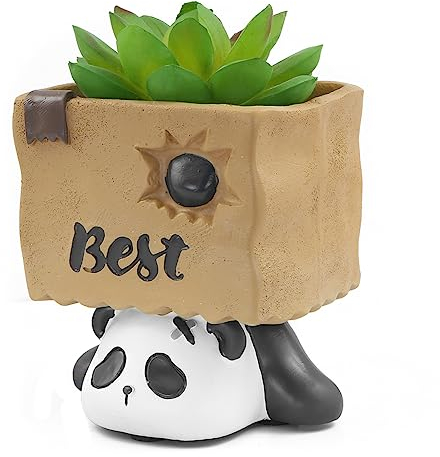 Adorable porte-stylo panda en résine, mini animal succulent cactus fleur plante pot porte-crayon organisateur stylo conteneur maquillage porte-pinceau pour enfant bureau bureau papeterie cadeau