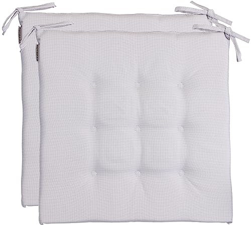 Brandsseller Outdoor 2er Set Sitzkissen 9er Punkt Steppung ca. 40 x 40 x 3 cm Garngefärbt Kissen Dekokissen - Schmutz- und Wasserabweisend Hellgrau