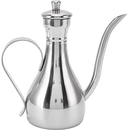 Botella de Aceite de Acero Inoxidable 350ml Aceite de Oliva Vinagre Salsa Dispensador Recipiente Boca Larga Tetera Sazonador Hervidor Filtrado Aceite Residuo Lata