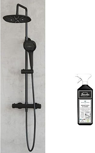 Colonne de douche KINEDO Aquafactory noire + nettoyant Briochin
