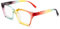 Amorays Lesebrille Oversized Square Frame Vintage mit Anti-Blaulicht Linsen Federscharnier Presbiopia Leser für Damen Herren 6561NEW, Bunt, 1.50