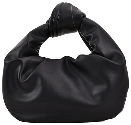 Kcomotee Damen Handtasche-Retro Geknotete Gewebte Schultertasche-Weiche PU Leder Umhangetasche Fashion Shopper Bag Tote Bag Mode Handgefertigte Bag Leichte Einkaufstasche (A1-Schwarz)