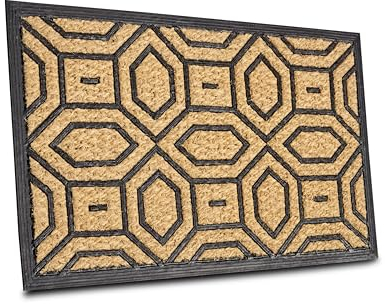 Hanse Home Fußmatte Kokos und Gummi für Innen und Außen - Outdoor Schmutzfangmatte Natur, Outdoor Geometrisches Muster, Wetterfest und rutschfest für Flur, Terrasse, Eingangsbereich - 45x75cm