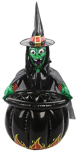 Horror-Shop Aufblasbare Hexe mit Kessel Getränkekühler 90cm