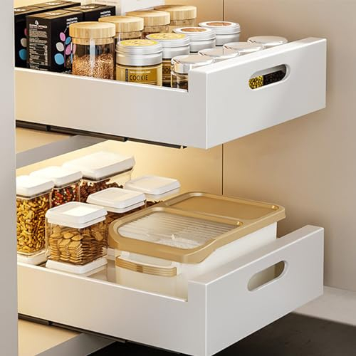 KMQRDZi Pull out Cabinet Organizador, organizador de armario extensible, cajón deslizante con extracción, armario de cocina para ollas, para organización de armarios de cocina, 2 unidades (blanco, 30