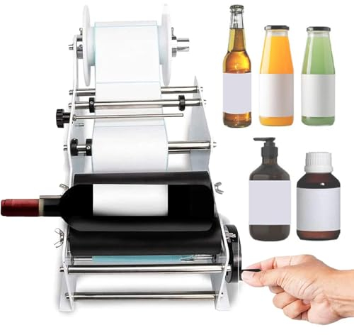 Applicatore Di Etichette Semiautomatico (30 Pc/Min), Etichettatrice Regolabile Manuale, Larghezza: 1-11 Cm, Lunghezza: 1-30 Cm, Per Bottiglie in Pet, Bottiglie Di Plastica,White