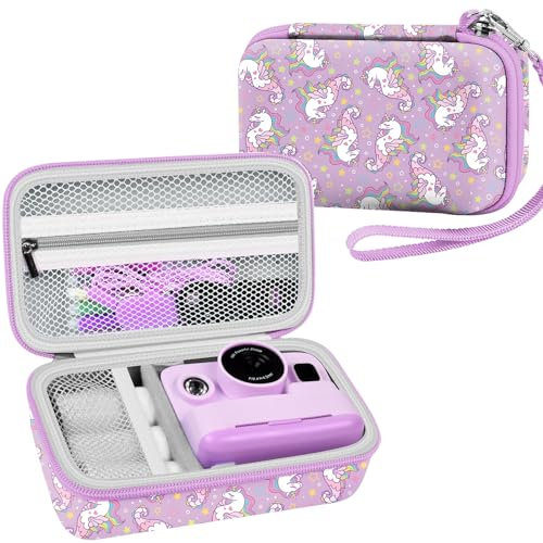 Leayjeen Kids Instant Print Camera Case Compatible with HiMont/Manttely/CAMCLID/GREENKINDER/Gofunly/Hangrui,Christmas Birthday Gift for Boys and Girls (Case Only) Purple Seahorse