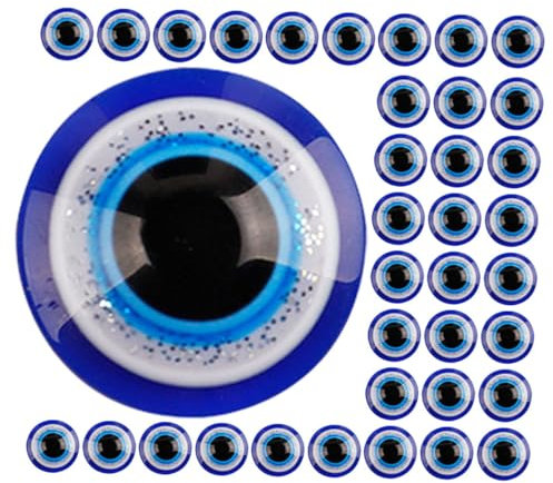 TOYANDONA 100pcs Devil's Eye Patch Evil Eye Nail Charms Lucky Evil Eye Flatback Evil Eye Embellishment Evil Eye Charm Beads Tile Embellishment for DIY Devil Eye Resin Connector Round Noodles