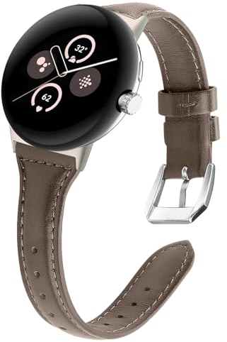 WoPail Leder Armband Kompatibel mit Google Pixel Watch 3 41mm/Watch 2/1 Ersatzarmband Damen Schlank und Leicht Armbänder für Google Pixel 3 41mm Beige