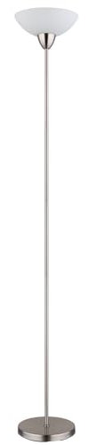 Stehleuchte nickel matt Deckenfluter Glasschirm opal Stehlampe Wohnzimmerleuchte, Metall, E27 Fassung, DxH 28x180 cm