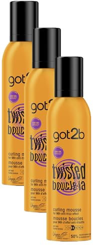 Schwarzkopf - Got2b - Mousse Coiffante Cheveux - Définition des Boucles - Anti-Frisottis - Ondulés à Bouclés - Aérosol 250 ml (Lot de 3)