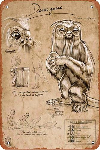 Fantastic Beast – Demiguise Lustiges Kunst-Metall-Blechschild, 20,3 x 30,5 cm, Wanddekoration für drinnen und draußen