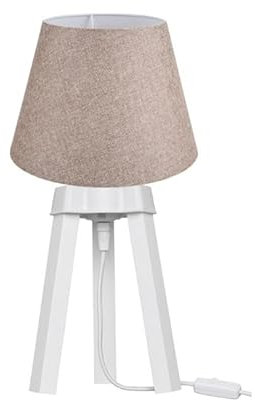 Lámpara de sobremesa trípode blanca y pantalla beige - PIKOBI2634