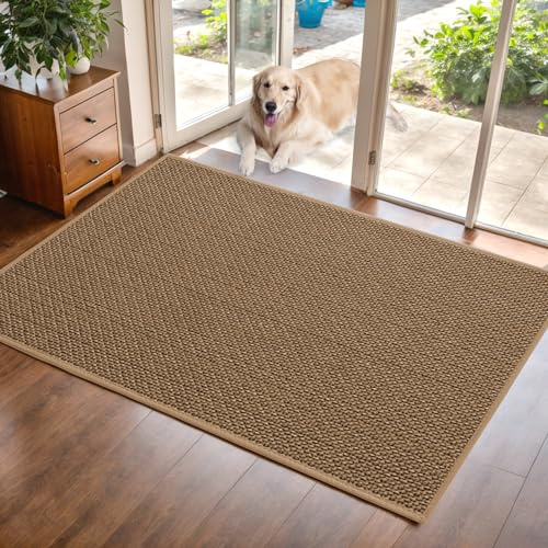 BESTORI Fußmatte für Innen und Außen, Schmutzfangmatte rutschfest für Eingangsbereich, Saugstarke Türmatte, Waschbar Bodenmatte für Flur, Garten, Haustür, Beige, 100 x 100 cm
