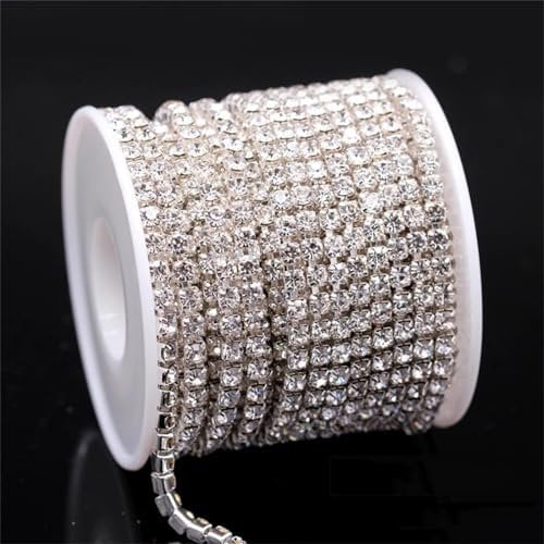 10Yards/Roll Glitter Crystal Rhinestone Chains Sew-On Glue-On for Garment DIY Clothing Accessories Trim Cup Chain