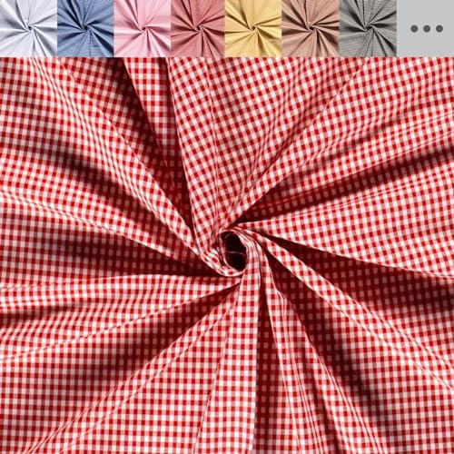 Baumwolle bedruckt Karo Meterware - Baumwollstoff kariert - BW Webware Karomuster Landhaus *Ab 50cm, Farbe: 015 rot