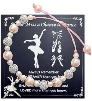 AORHOFJ Pulsera de Bolas Bailarina Ajustable, Joyería de Cuerda Trenzada con Cuentas Elásticas - Regalo para Niñas y Damas