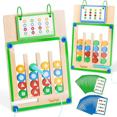 Vanplay Montessori Spielzeug ab 3 4 5 6 Jahre, Magnetspiel Labyrinth Holzspielzeug Sortierspiel, Lernspielzeug Geschenk Kinderspielzeug ab 3 4 5 6 Jahre Mädchen Junge