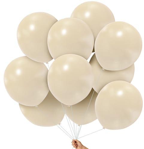 Luftballons Sand Weiß 18 Zol,10 Pcs Beige Große Ballone Riesenballone 18 Zoll Sand Weiße Ballones Creme Nackt Ballone für Hochzeit Baby Dusche Verlobungsparty Dekorationen (White Sand)