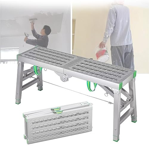 CHYDDU Klappbare Gerüstausrüstung - Tragbare Gerüstarbeitsplattform, Gerüstturm, Leiter, Hocker, Bank für die Decke - Maximale Belastung 400 kg, 5-Gang-Höhenverstellung,B-200×40cm