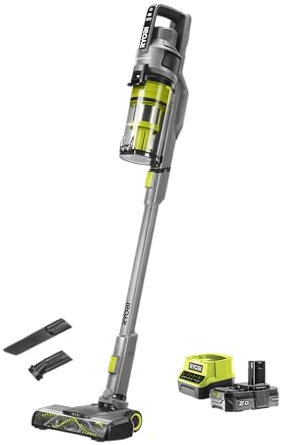RYOBI 18 V ONE+ Akku-Bodenhandsauger RSVS18-1C20G, 30 AW Saugleistung, Dual-Zyklonen, HEPA-Filter, inkl. 2,0 Ah Akku und 2,0 A Ladegerät