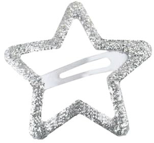 Righe e Pois - fermaglio per capelli clic clac a stella glitter da 5 cm, molletta per capelli da bambina a stella, fermacapelli bimba a forma di stella - confezione da 1 hair clip (Argento)