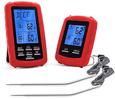 HeiDD Termometro for Carne da Cucina Digitale a Distanza Senza Fili con Doppia sonda for termometro for Barbecue for Barbecue