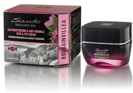 Santo Volcano Spa Bougainvillea 24H Feuchtigkeits- und Anti-Falten Gesichts- und Augencreme, 50ml, mit Bougainvillea-Extrakt