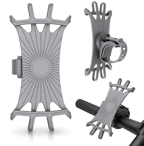 EJRUP Universale Supporto Telefono Motociclo,Supporto Telefono Bicicletta,Supporto Smartphone per Bici 360° Rotabile,Telefono Porta per MTB,per iPhone 16/15/14/13, Samsung Smartphone(Grigio)